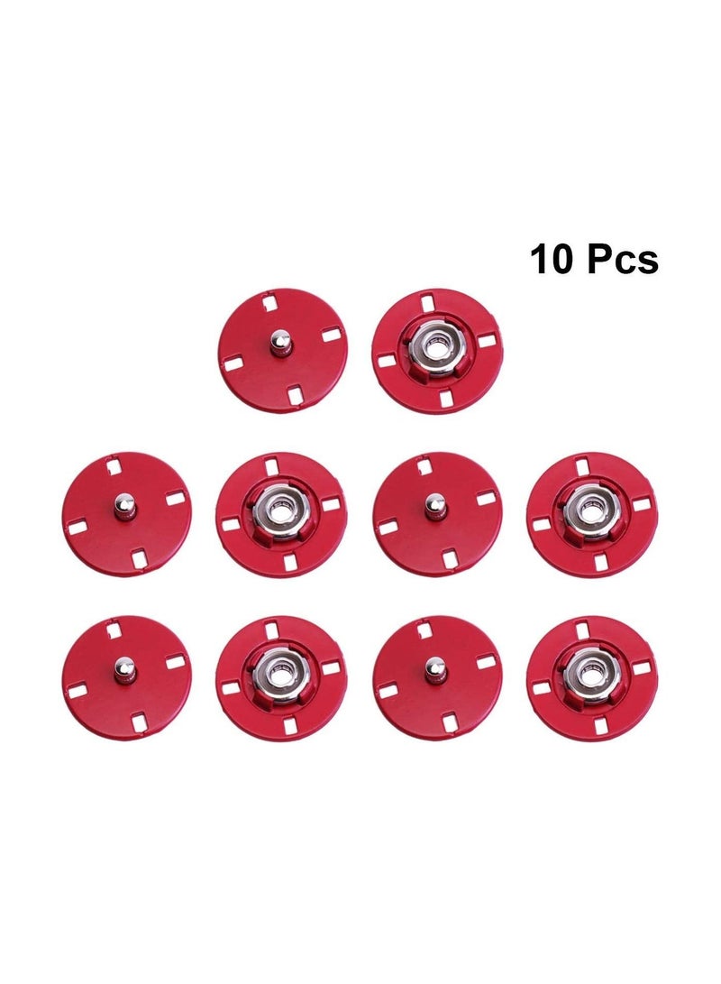 Y&D 10pcs Sew On Snap Buttons Metal Fasteners Press Studs for Sewing Clothing Lether Jackets DIY Craft (Red)  - Image 2
