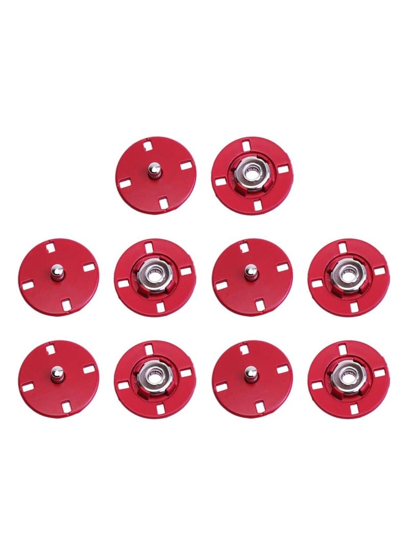 Y&D 10pcs Sew On Snap Buttons Metal Fasteners Press Studs for Sewing Clothing Lether Jackets DIY Craft (Red)  - Image 1