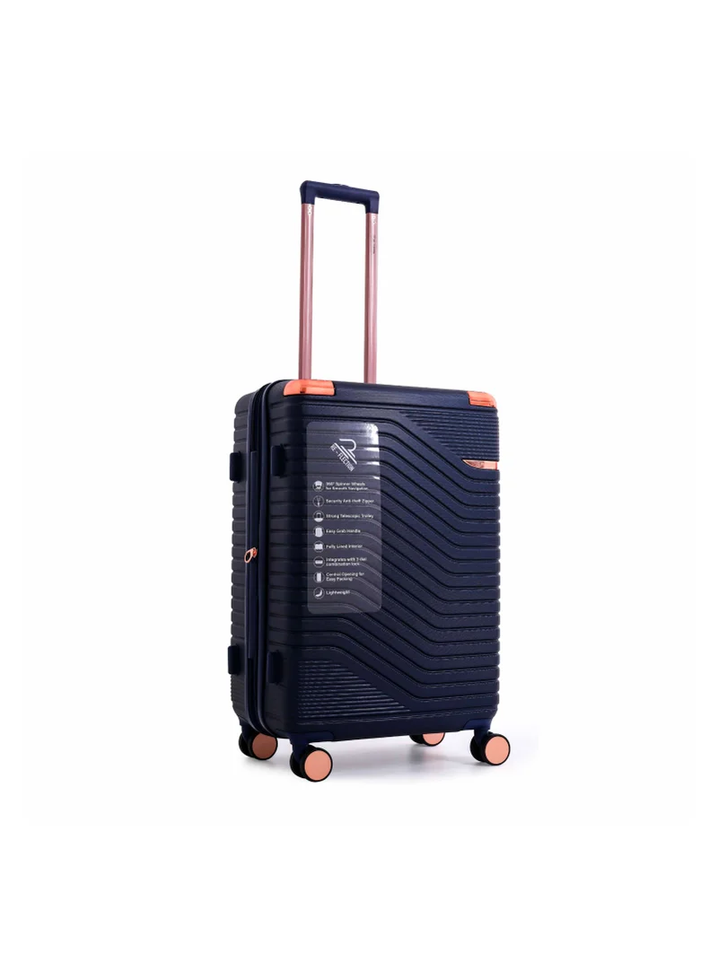 Reflection REFLECTION Saphir Premium Quality ABS Suitcase Lightweight Hardshell Metalic Corner Vertical Series Travel Luggage Trolley with 4 Spinner Wheels and TSA Lock 20 Inch 51 CM NAVY