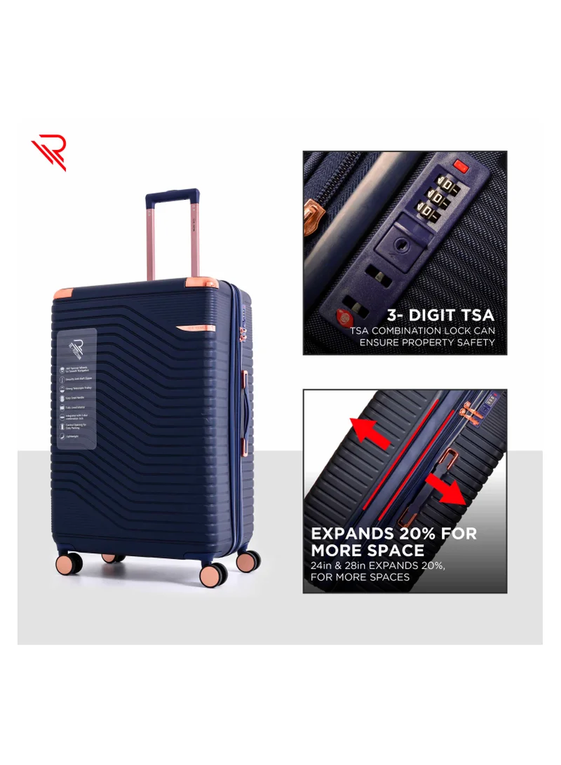 Reflection REFLECTION Saphir Premium Quality ABS Suitcase Lightweight Hardshell Metalic Corner Vertical Series Travel Luggage Trolley with 4 Spinner Wheels and TSA Lock 20 Inch 51 CM NAVY