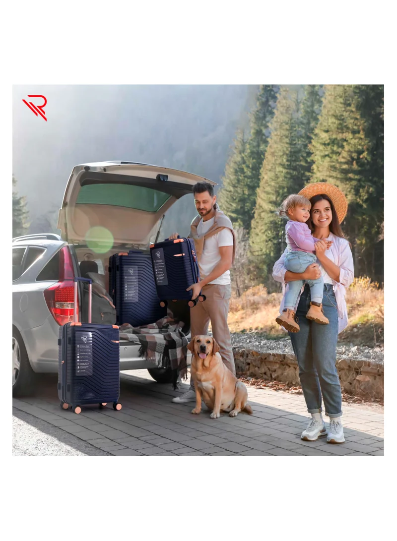 Reflection REFLECTION Saphir Premium Quality ABS Suitcase Lightweight Hardshell Metalic Corner Vertical Series Travel Luggage Trolley with 4 Spinner Wheels and TSA Lock 20 Inch 51 CM NAVY