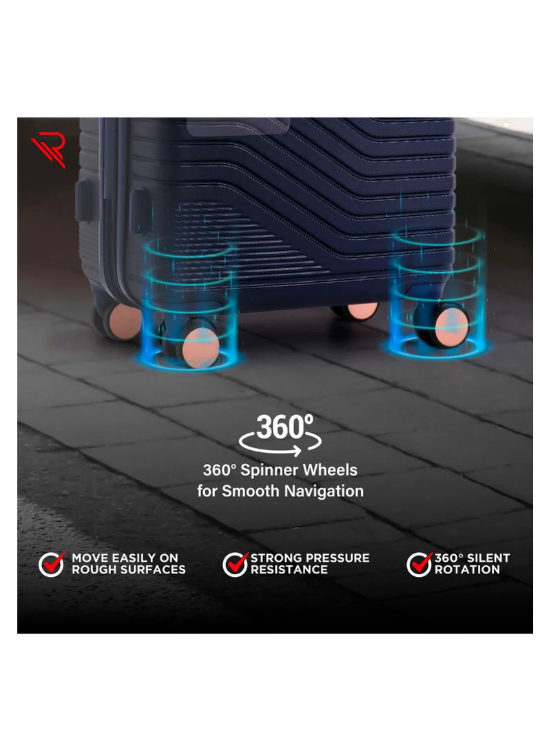 Reflection REFLECTION Saphir Premium Quality ABS Suitcase Lightweight Hardshell Metalic Corner Vertical Series Travel Luggage Trolley with 4 Spinner Wheels and TSA Lock 20 Inch 51 CM NAVY