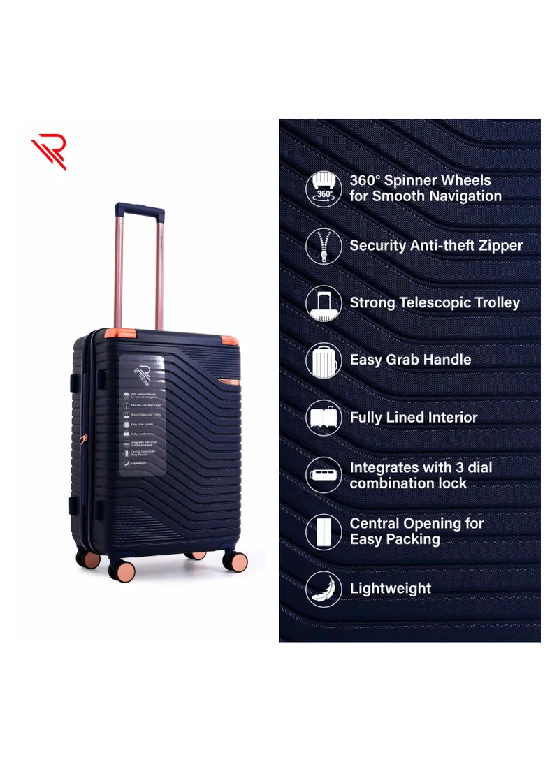 Reflection REFLECTION Saphir Premium Quality ABS Suitcase Lightweight Hardshell Metalic Corner Vertical Series Travel Luggage Trolley with 4 Spinner Wheels and TSA Lock 20 Inch 51 CM NAVY