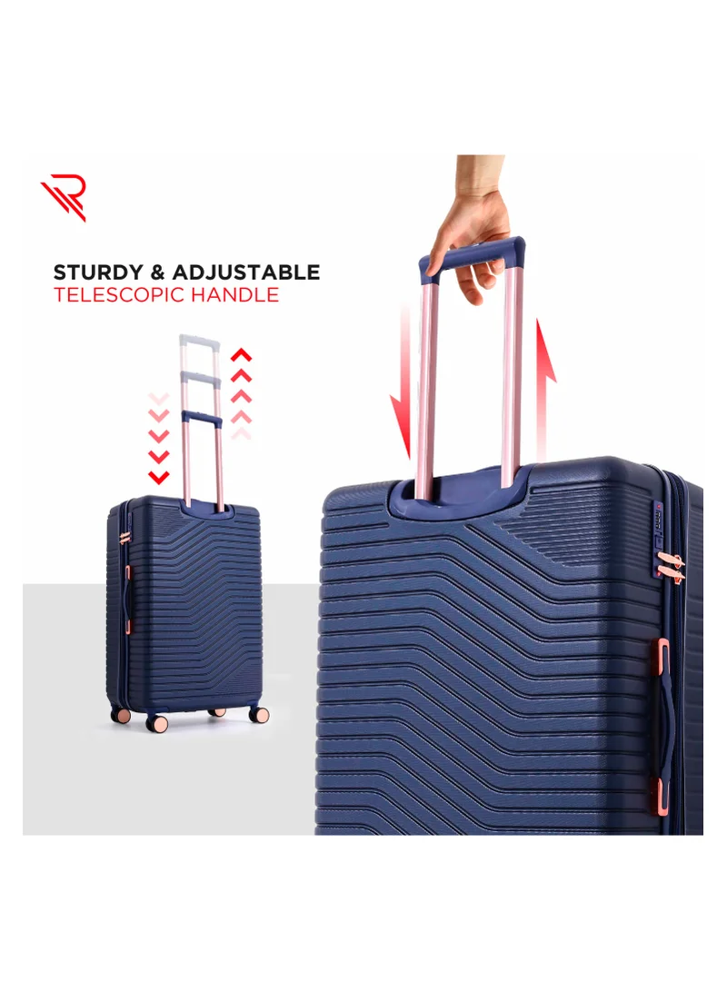 Reflection REFLECTION Saphir Premium Quality ABS Suitcase Lightweight Hardshell Metalic Corner Vertical Series Travel Luggage Trolley with 4 Spinner Wheels and TSA Lock 20 Inch 51 CM NAVY