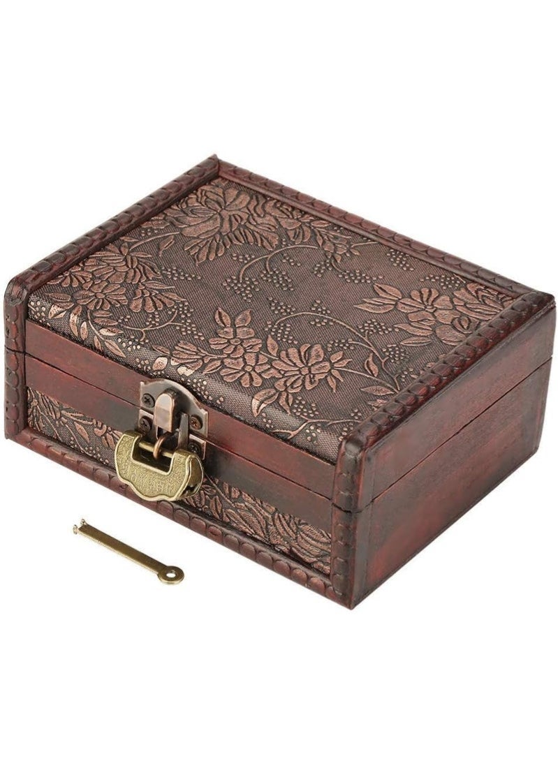 Arabest Wooden Storage Box, Vintage Jewelry Handmade Retro Antique Organizer Case Memory Gift Treasure Chest for Women, Girls, Necklaces, Jewelry - Image 1