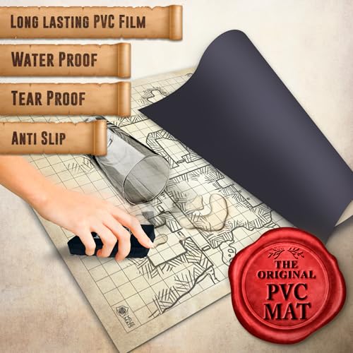 Melee Mats مجموعة خرائط ميلي ماتس DND - 24” × 36” ، شبكة تضاريس معركة قابلة للمسح الجاف / الرطب - تجربة ألعاب الطاولة النهائية مع الملحقات - Image 2