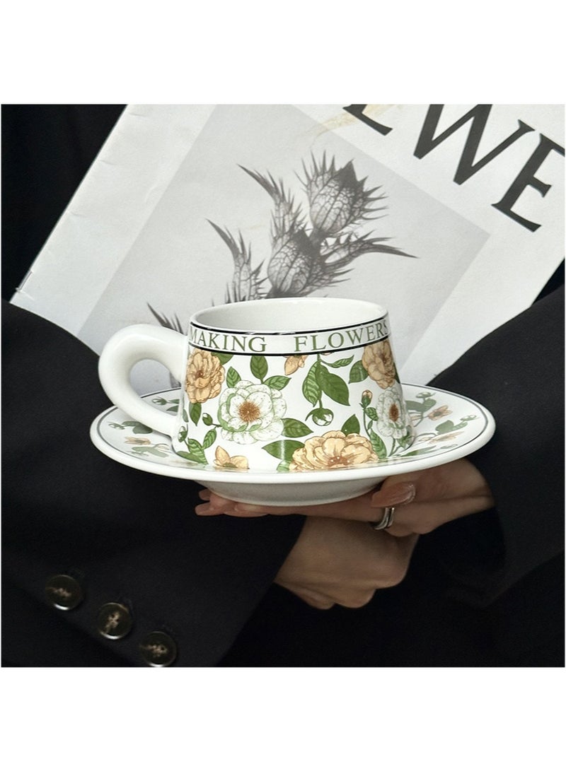 Aikanbo Ceramic Coffee Cup and Saucer Gift Box Set，Vintage Floral Design，Perfect for Espresso，Tea or Coffee Lovers， Gift Boxed for Home，Office or Special Occasion (Peony) - Image 4