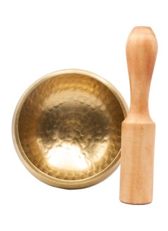 Alpine Crystals UAE Authentic Himalayan Pure Golden Shinning Singing Bowl Single Set Handcrafted in Nepal Small (255 grams) Includes Traditional Wooden Striker  - Image 1
