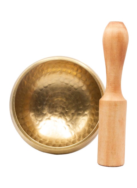 Authentic Himalayan Pure Golden Shinning Singing Bowl Single Set Handcrafted in Nepal Small (255 grams) Includes Traditional Wooden Striker