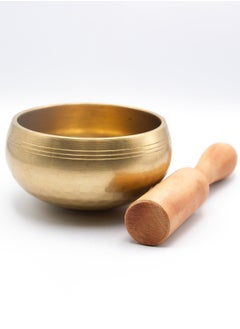 Alpine Crystals UAE Authentic Himalayan Pure Golden Shinning Singing Bowl Single Set Handcrafted in Nepal Small (255 grams) Includes Traditional Wooden Striker  - Image 2