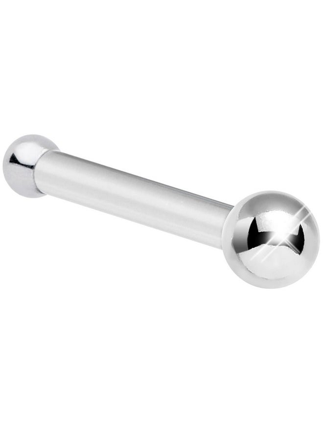 Body Candy 14K White Gold Nose Ring Stud 20 Gauge 1/4" Length 1.5Mm Ball Nose Bone Straight Nose Ring For Women Men  - Image 1