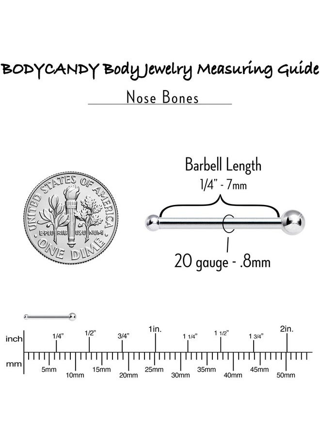 Body Candy 14K White Gold Nose Ring Stud 20 Gauge 1/4" Length 1.5Mm Ball Nose Bone Straight Nose Ring For Women Men  - Image 4