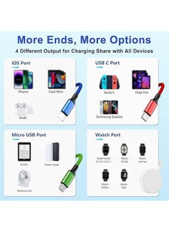 X-level 4-in-1 Nylon Braided Multi Fast Charging Cord Multiple Charger,Magnetic Wireless iWatch Charger Braided USB C/Lightning/Micro Compatible with iWatch Series 10-1/iPhone 16 /15 14/Galaxy Android-4FT  - Image 3