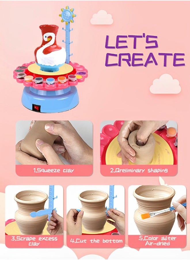 GROIC - Sunflower Pottery Wheel Art Crafts,Kids Pottery Wheel Kit and Painting Kit for Beginners with Sculpting Clay,Air Dry Natural Clay,Modelling Clay Kit for Kids DIY Pottery,Kids' Handmade Toys - Image 1