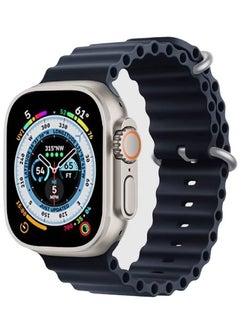Apple Watch Band Strap 42mm 44mm 45mm 49mm Ocean Soft Silicone Wristband Sport Replacement Bands with Stainless Steel Buckle for iWatch Ultra Series 8 7 SE 6 5 4 3 2 1（Midnight Black）