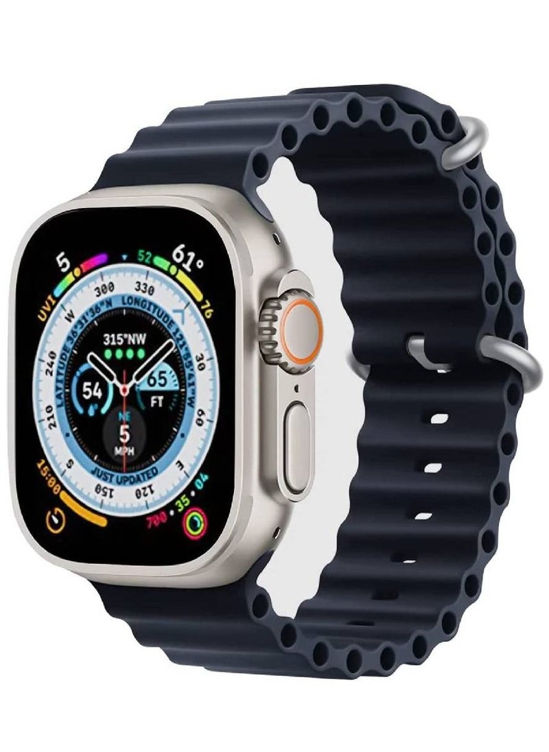 GENNEXT - Apple Watch Band Strap 42mm 44mm 45mm 49mm Ocean Soft Silicone Wristband Sport Replacement Bands with Stainless Steel Buckle for iWatch Ultra Series 8 7 SE 6 5 4 3 2 1（Midnight Black） - Image 1