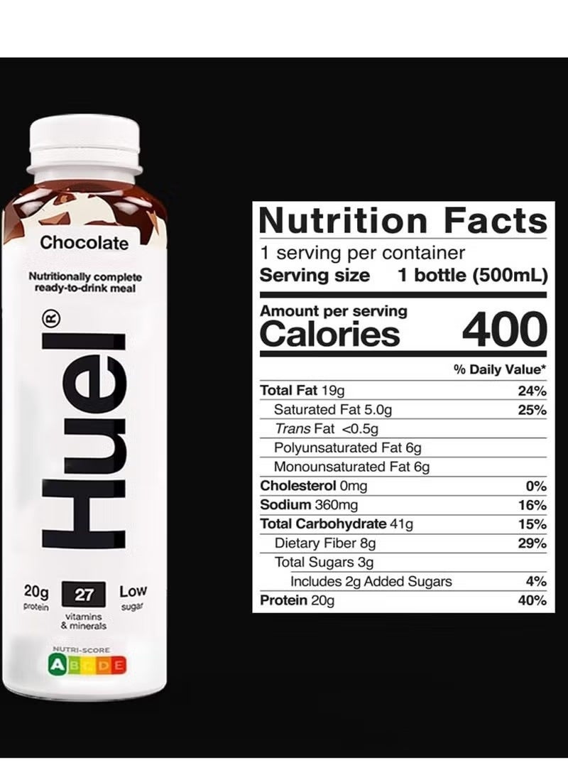 Huel Complete Meal Protein Milkshake Chocolate 500ml – Ready to Drink, Pack of 8 - Image 3