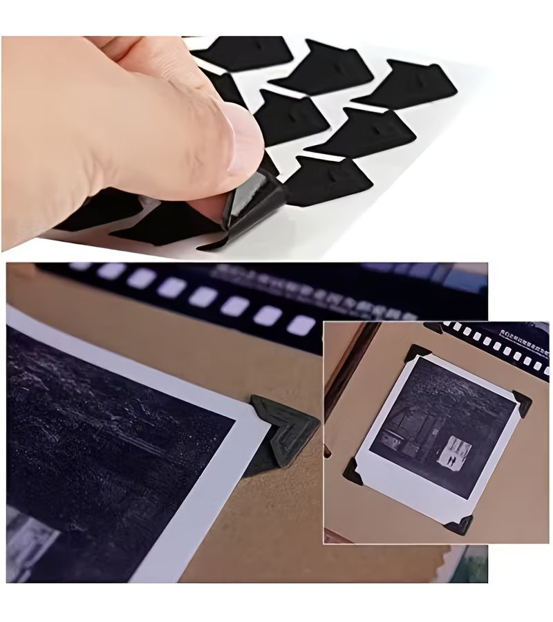 Black Plastic Self-Adhesive Photo Corner 48pcs for Scrapbook Album - Image 2
