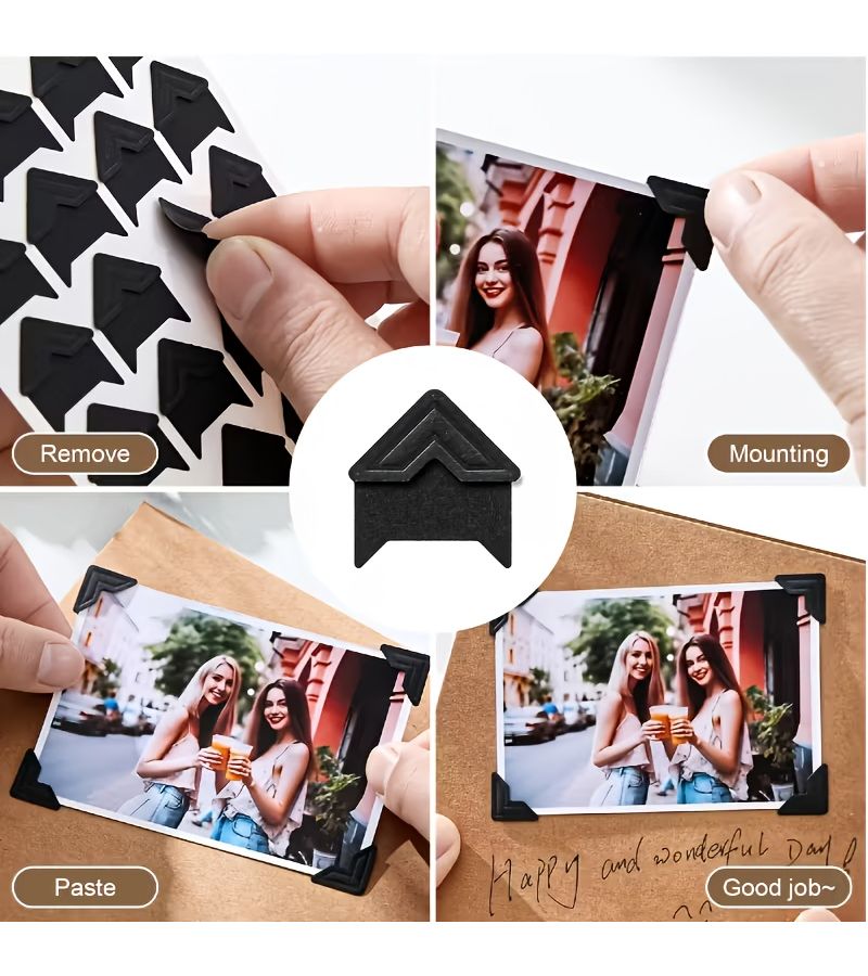 Black Plastic Self-Adhesive Photo Corner 48pcs for Scrapbook Album - Image 4