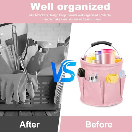 Qivine Cleaning Caddy for Cleaning Supplies, 17L Cleaning Supply Caddy with Handle Foldable Cleaning Supplies Organizer Bucket Tool Bag Organizer Cleaning Products Organizers for Home, Garden - Image 5