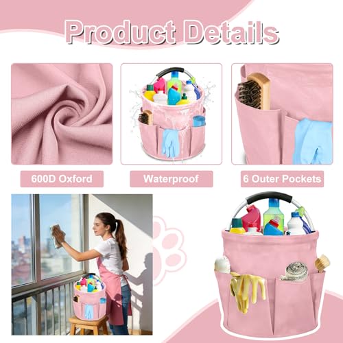 Qivine Cleaning Caddy for Cleaning Supplies, 17L Cleaning Supply Caddy with Handle Foldable Cleaning Supplies Organizer Bucket Tool Bag Organizer Cleaning Products Organizers for Home, Garden - Image 3