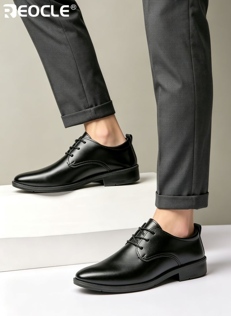 REOCLE Men's Business Shoes with Leather Design and Waterproof Feature Formal Dress Shoes with Lightweight Sole for Wedding Work Wear - Image 2