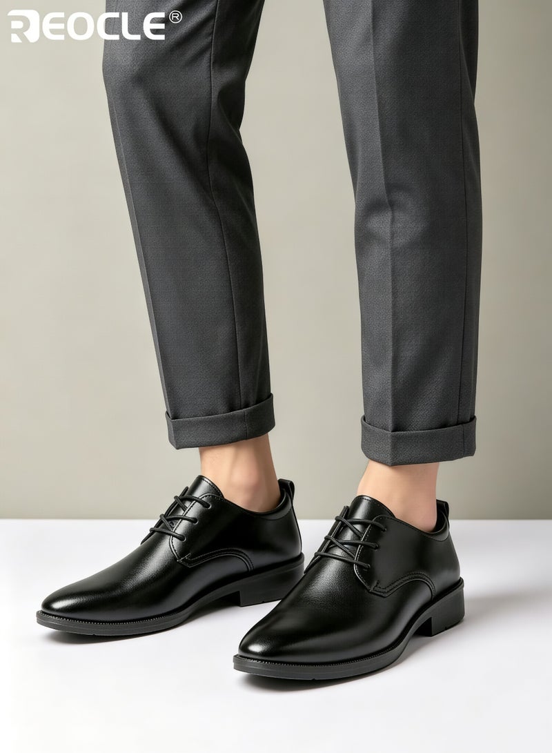 REOCLE Men's Business Shoes with Leather Design and Waterproof Feature Formal Dress Shoes with Lightweight Sole for Wedding Work Wear - Image 3