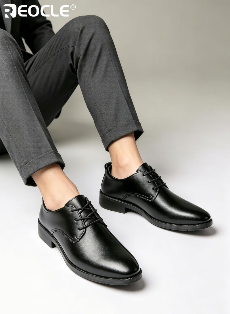 REOCLE Men's Business Shoes with Leather Design and Waterproof Feature Formal Dress Shoes with Lightweight Sole for Wedding Work Wear - Image 5