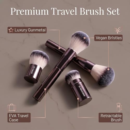 BS Mall Makeup Brushes BSMALL Professional Makeup Brush with Travel Case Includes Foundation Powder Concealer Lip Eyeshadow Brushes for Daily Use Versatile Occasions Allaluminum tube - Image 3