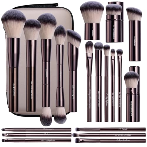 BS Mall Makeup Brushes BSMALL Professional Makeup Brush with Travel Case Includes Foundation Powder Concealer Lip Eyeshadow Brushes for Daily Use Versatile Occasions Allaluminum tube - Image 1