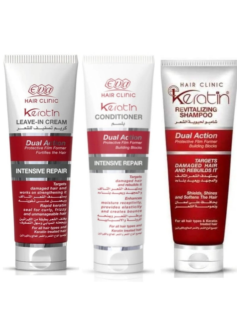 إيفا مجموعة ايفا أي كيراتين للعناية بالشعر التالف ( شامبو - بلسم - مصفف شعر )