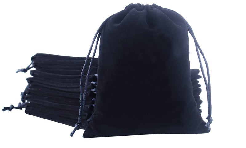 Sansam Small Velvet Gift Bags with Drawstring 20pcs 20x28 Inch Black Drawstring Velvet Cloth Jewelry Pouches
