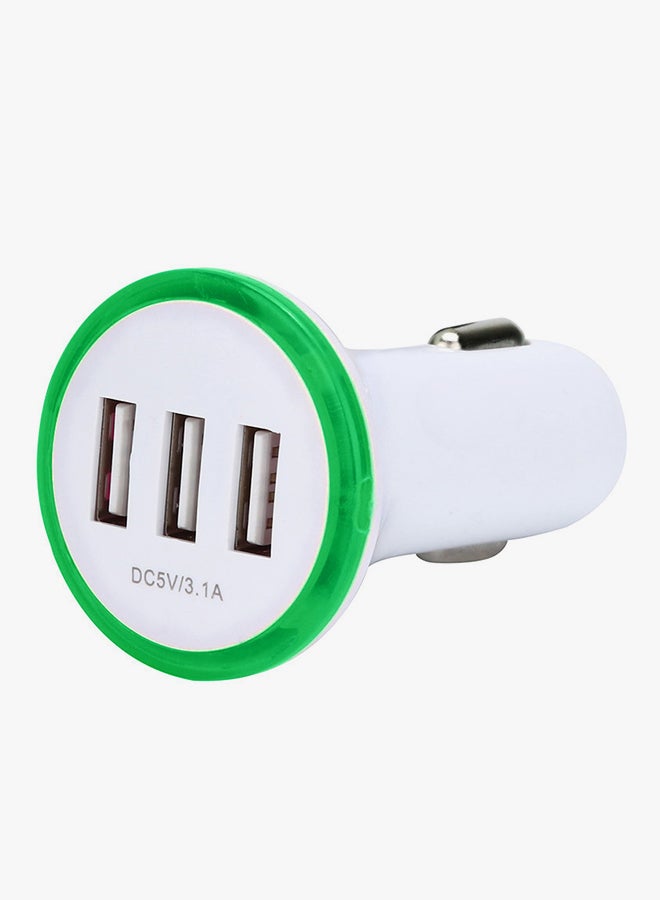 فوبيري شاحن سيارة للهواتف المحمولة بثلاثة منافذ USB أخضر/أبيض - Image 3