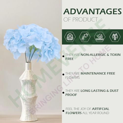 HOMEVERSE 3 Pcs Artificial Hydrangea With Detachable Stems, Faux Silk Flowers for Decorations, Wedding Decor, DIY Centerpieces, Wreath (Blush Peach) - Image 4