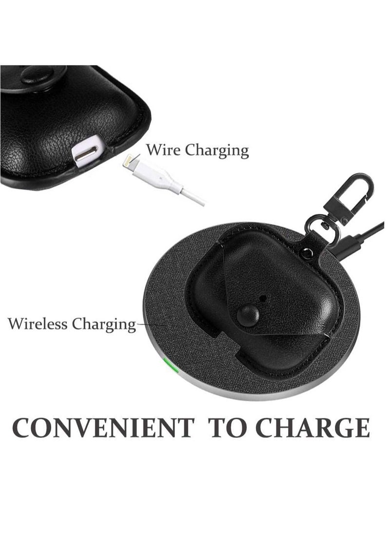 Generic - AirPods 3rd Generation Case (2021), Leather Protective Case Skin Cover with Keychain and Lock for Apple Airpods 3 Case Women Men (Black) - Image 1