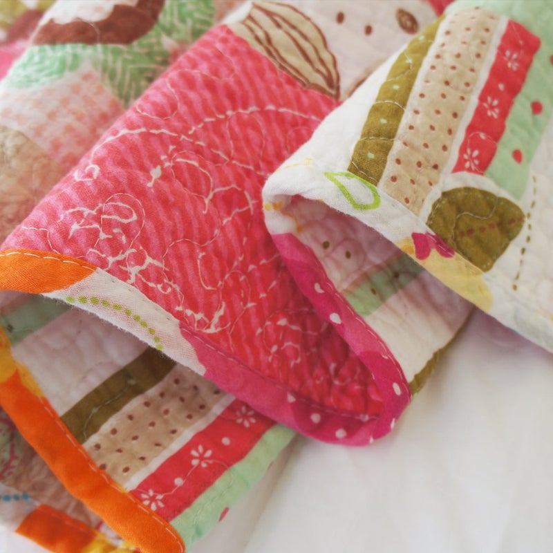 ABREEZE Cotton Coverlet Quilt Bedspread Girls Throw Blanket 43" X 51" Toddlers and Baby Quilt Nursery Bed Blanket Princess Rose Red Nursery Quilted Blanket - Image 3