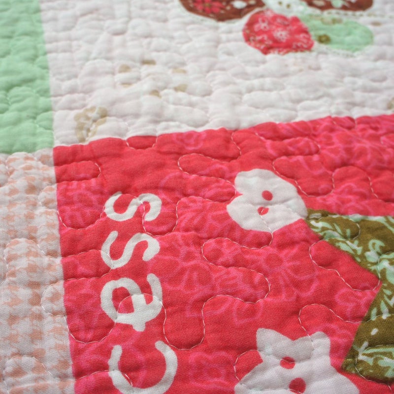 ABREEZE Cotton Coverlet Quilt Bedspread Girls Throw Blanket 43" X 51" Toddlers and Baby Quilt Nursery Bed Blanket Princess Rose Red Nursery Quilted Blanket - Image 5