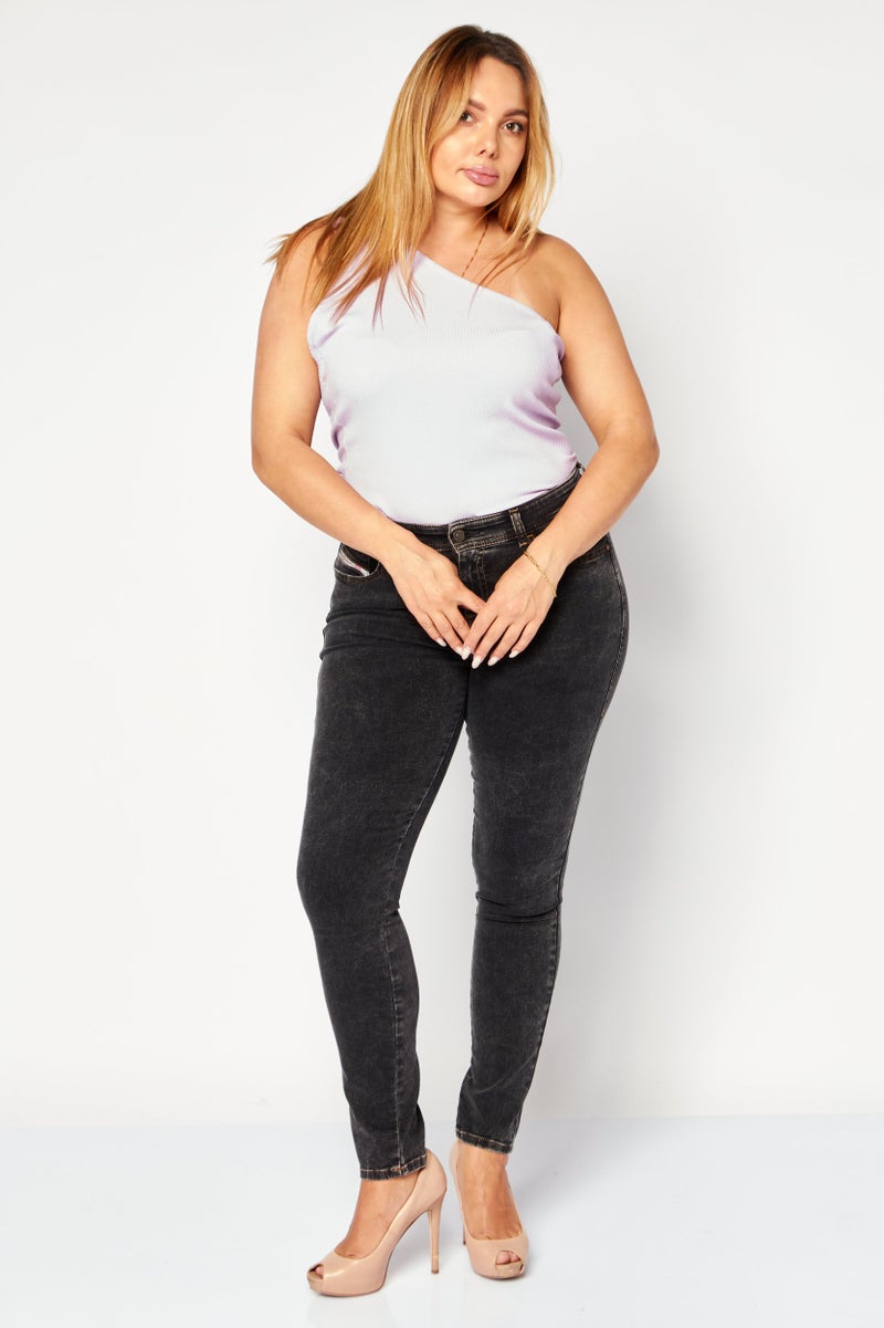 NA-KD Women Ribbed One Shoulder Sleeve Bodysuit, Purple - Image 3