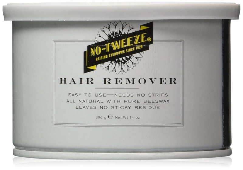 No-Tweeze Hair Removal Wax - All-Natural Beeswax Formula, Strip-Free Waxing for Face, Eyebrow & Body, Easy to Use, Non-Sticky Residue, 14 oz
