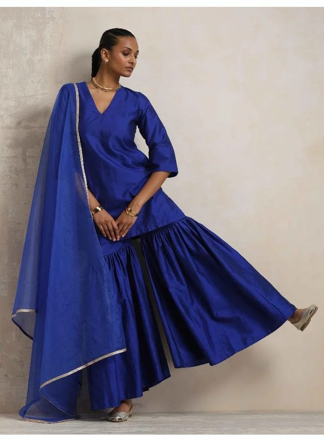 Electric Blue Sharara Dupatta Set