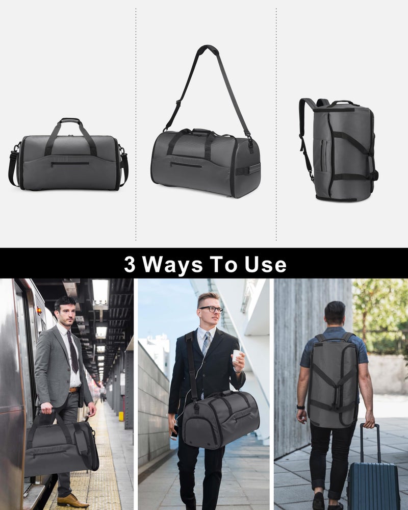 NPBAG Convertible Garment Duffle Bags for Travel - Carry on Garment Bag, Suit Bag for Men & Women, 3 in 1 Foldable Travel Duffle Backpack with Shoulder Strap (Black) - Image 5