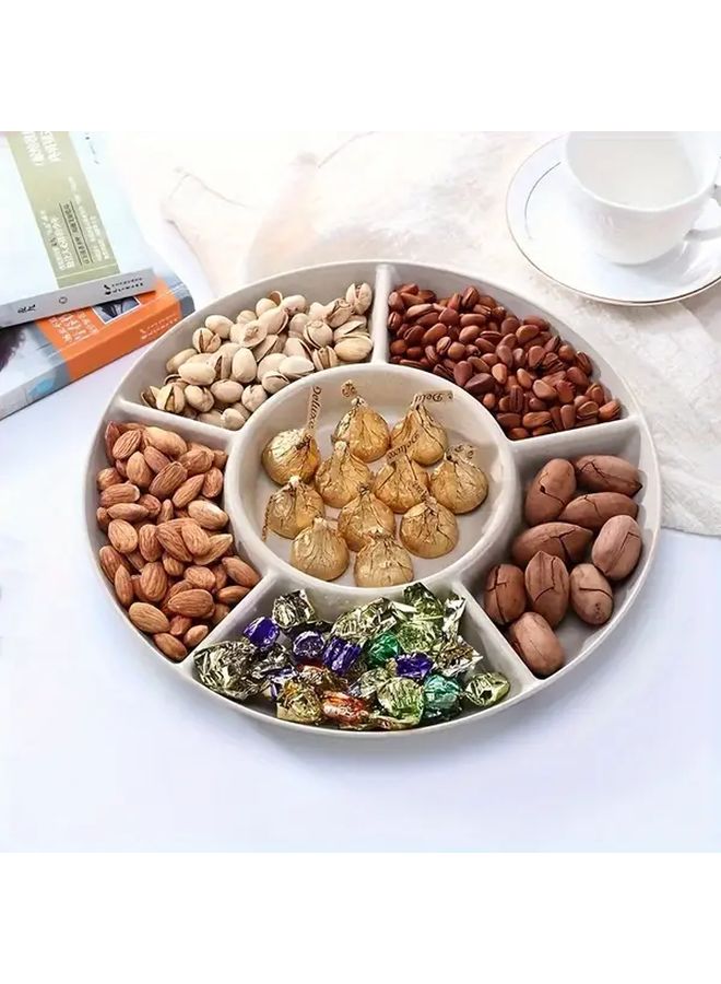 Beige Plastic Multi Compartment Serving Tray For Snacks Fruits Nuts - Image 4