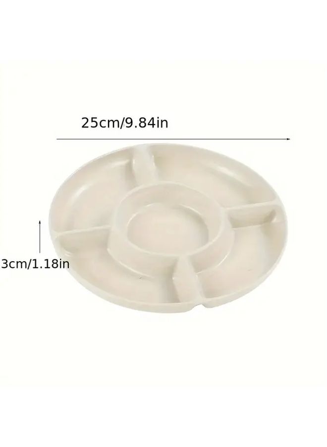 Beige Plastic Multi Compartment Serving Tray For Snacks Fruits Nuts - Image 3