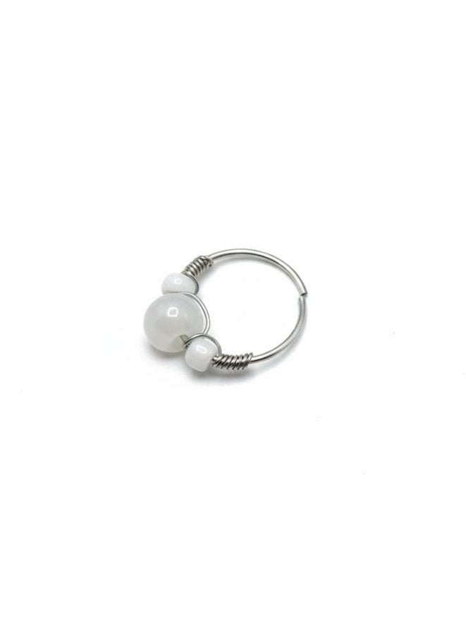Spaceshoop Nose Ring Hoop Stainless Steel Wire Wrapped Nose Piercing Nose Jewelry for Women Various Colors and Styles Handmade Boho Beaded Piercing Accessory - Image 1