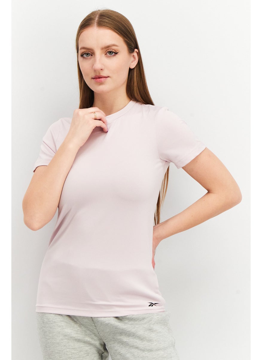 Reebok Women Sportswear Fit Short Sleeve Workout T-Shirt, Light Pink  - Image 1