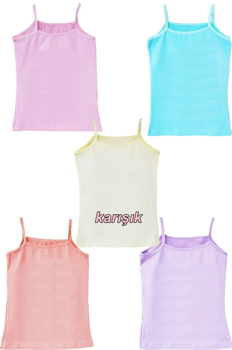 Hepsine Rakip Rivals All 5-Piece Girl's Undershirt Cotton Printed Colorful Quality Fun