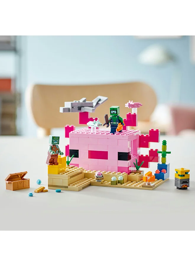 ليغو Minecraft The Axolotl House 21247 Building Toy Set; Creative Adventures At A Colourful Underwater Base; Includes A Diver Explorer, Dolphin, Drowned And More; Gift For Kids Aged 7 And Over (242 Pieces)