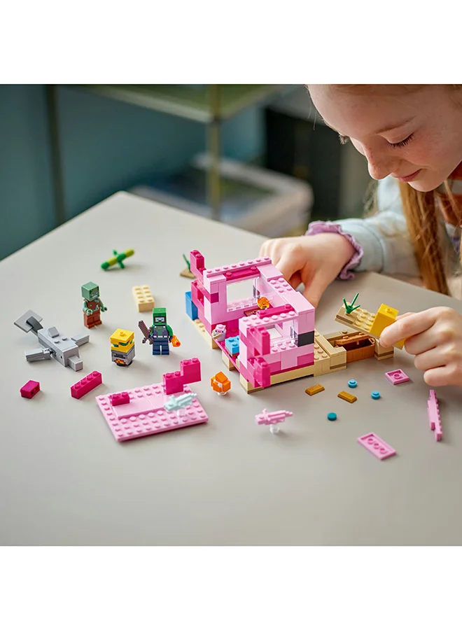 ليغو Minecraft The Axolotl House 21247 Building Toy Set; Creative Adventures At A Colourful Underwater Base; Includes A Diver Explorer, Dolphin, Drowned And More; Gift For Kids Aged 7 And Over (242 Pieces)