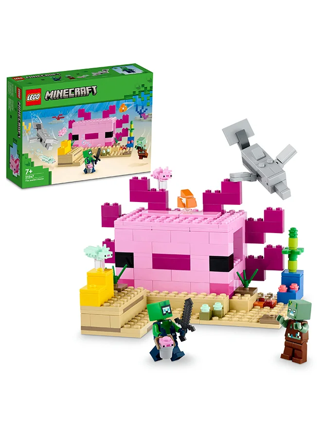 ليغو Minecraft The Axolotl House 21247 Building Toy Set; Creative Adventures At A Colourful Underwater Base; Includes A Diver Explorer, Dolphin, Drowned And More; Gift For Kids Aged 7 And Over (242 Pieces)