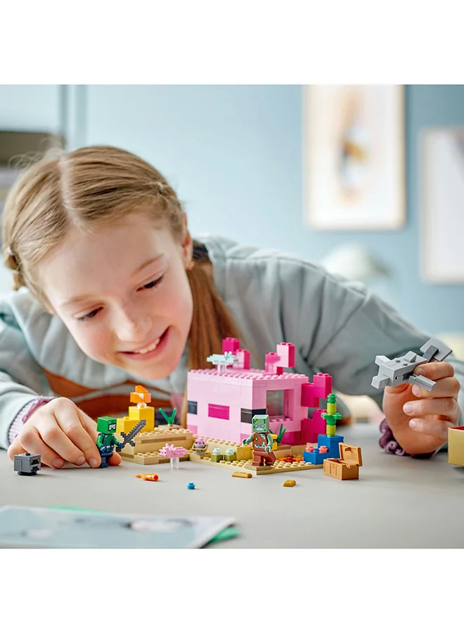 ليغو Minecraft The Axolotl House 21247 Building Toy Set; Creative Adventures At A Colourful Underwater Base; Includes A Diver Explorer, Dolphin, Drowned And More; Gift For Kids Aged 7 And Over (242 Pieces)